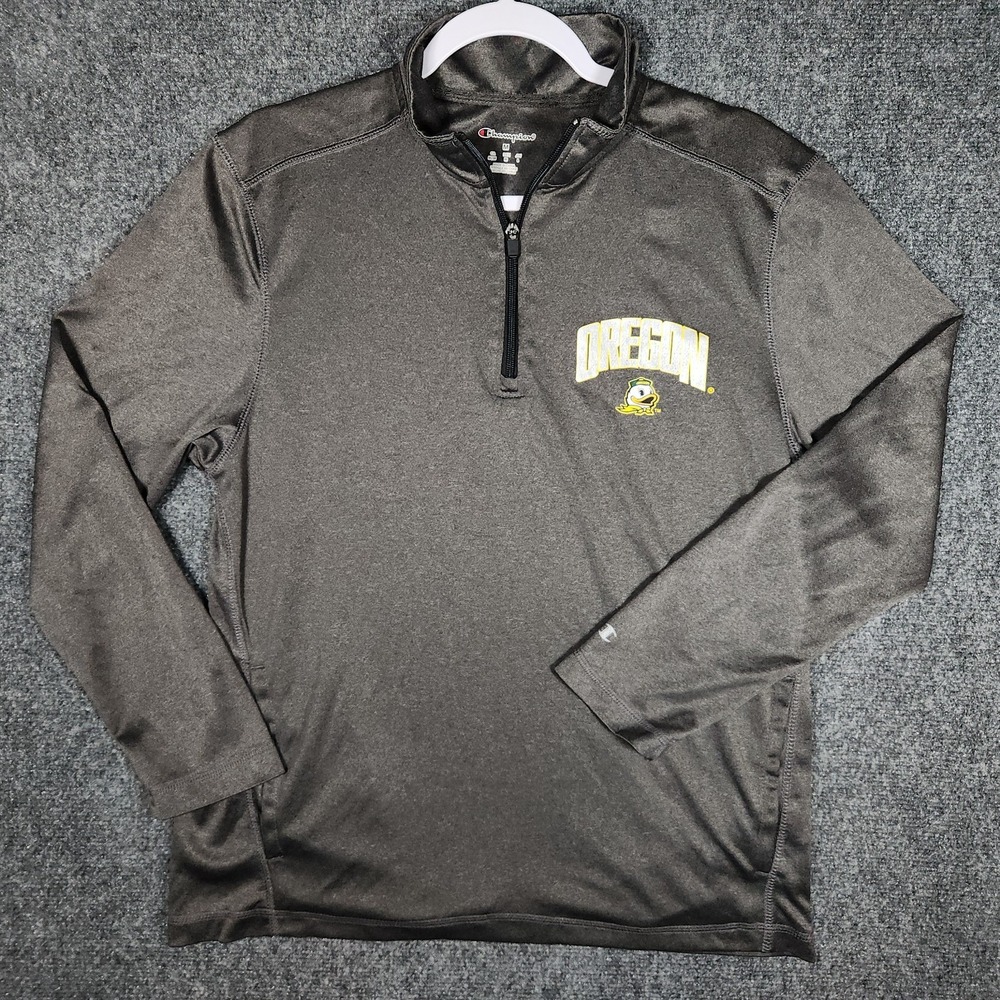 Champion 1/4 Zip Pullover Mens Medium Gray Good Oregon Ducks NCAA Football